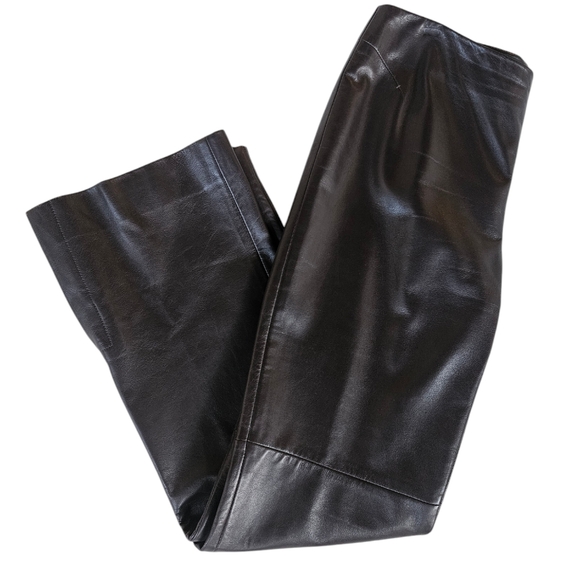 Dana Buchman Pants - VTG DANA BUCHMAN Chocolate Brown Leather Pants | SZ 6P